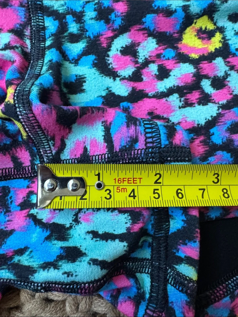 FLEO Neon Leopard Spandex Workout Shorts Vibrant Animal Print Size S